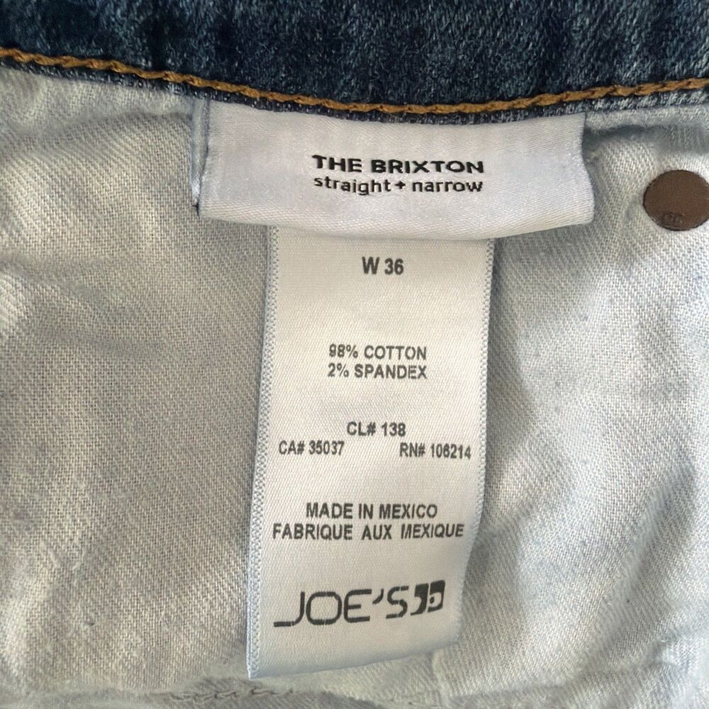 Joes Jeans Mens 36x31 Brixton Straight Narrow Leg Blue Denim Whiskering Fade EUC - Picture 13 of 16
